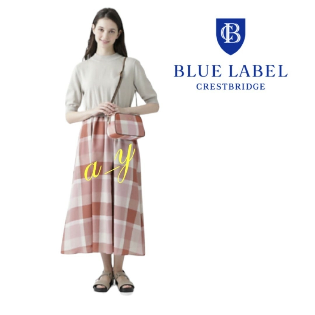 BLUE LABEL CRESTBRIDGE(ブルーレーベルクレストブリッジ)の【状態良好】クレストブリッジチェックドレープツイル ニットコンビマキシワンピース レディースのワンピース(ロングワンピース/マキシワンピース)の商品写真