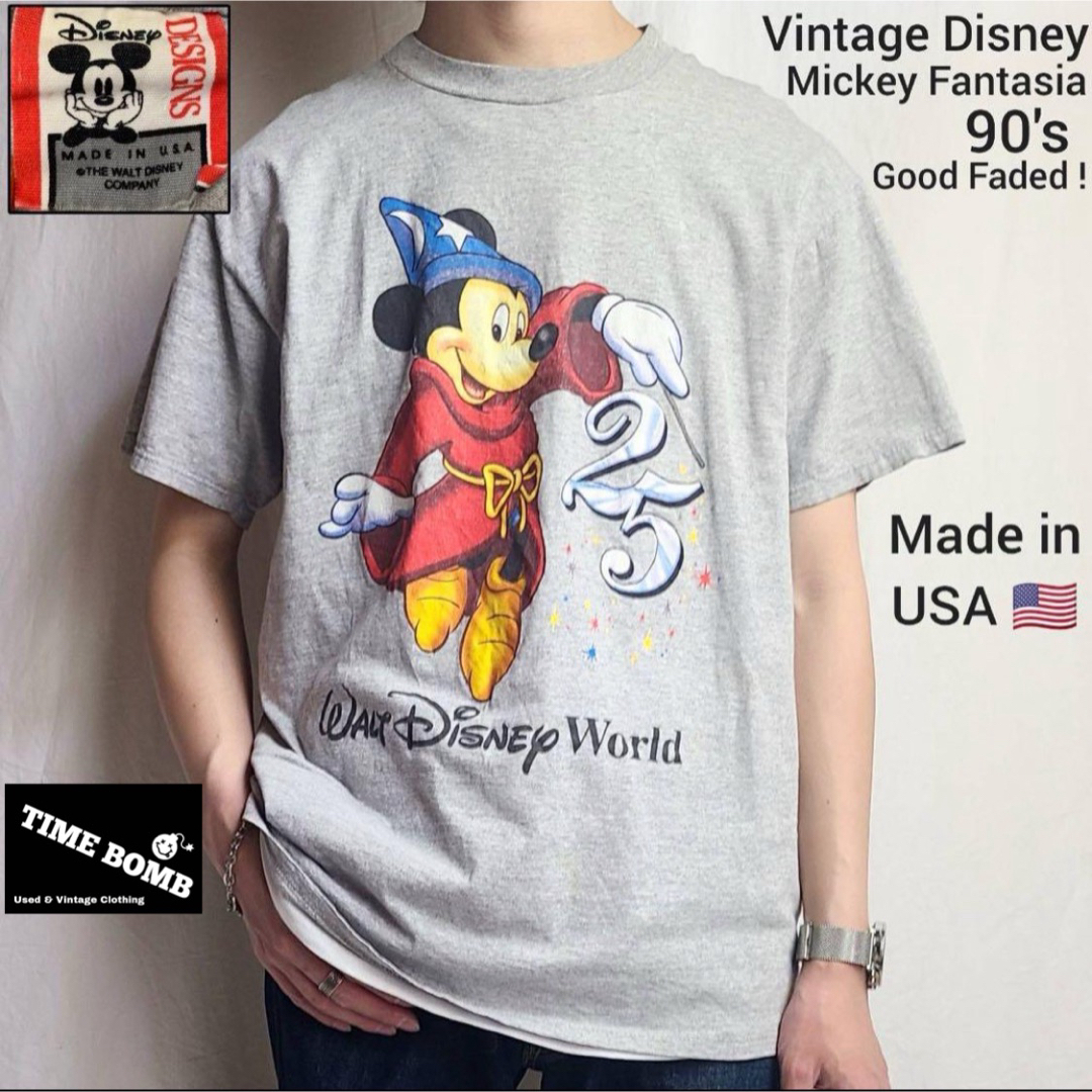 Disney(ディズニー)の90s 90年代 ヴィンテージディズニー ミッキーファンタジア  USA製 メンズのトップス(Tシャツ/カットソー(半袖/袖なし))の商品写真