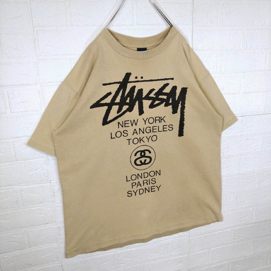 STUSSY(ステューシー)の【STUSSY】90s'紺タグ USA製 ワールドツアーvintage Tシャツ メンズのトップス(Tシャツ/カットソー(半袖/袖なし))の商品写真