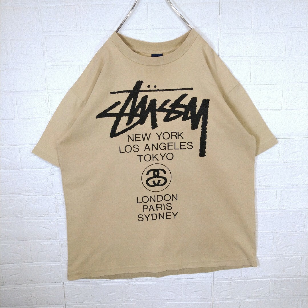 STUSSY(ステューシー)の【STUSSY】90s'紺タグ USA製 ワールドツアーvintage Tシャツ メンズのトップス(Tシャツ/カットソー(半袖/袖なし))の商品写真