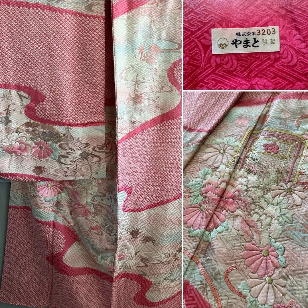 豪華振袖 やまと誂製 正絹 絞り 袷 雲取り 貝桶 牡丹・菊・桜花文 金駒刺繍 レディースの水着/浴衣(振袖)の商品写真