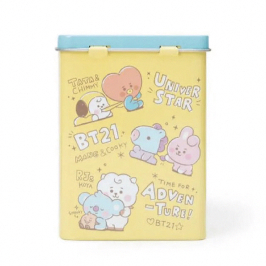 BT21(ビーティーイシビル)のBT21 BABY 防水 絆創膏 バンドエイド　 ピンク＆イエロー缶　２缶セット インテリア/住まい/日用品の日用品/生活雑貨/旅行(日用品/生活雑貨)の商品写真