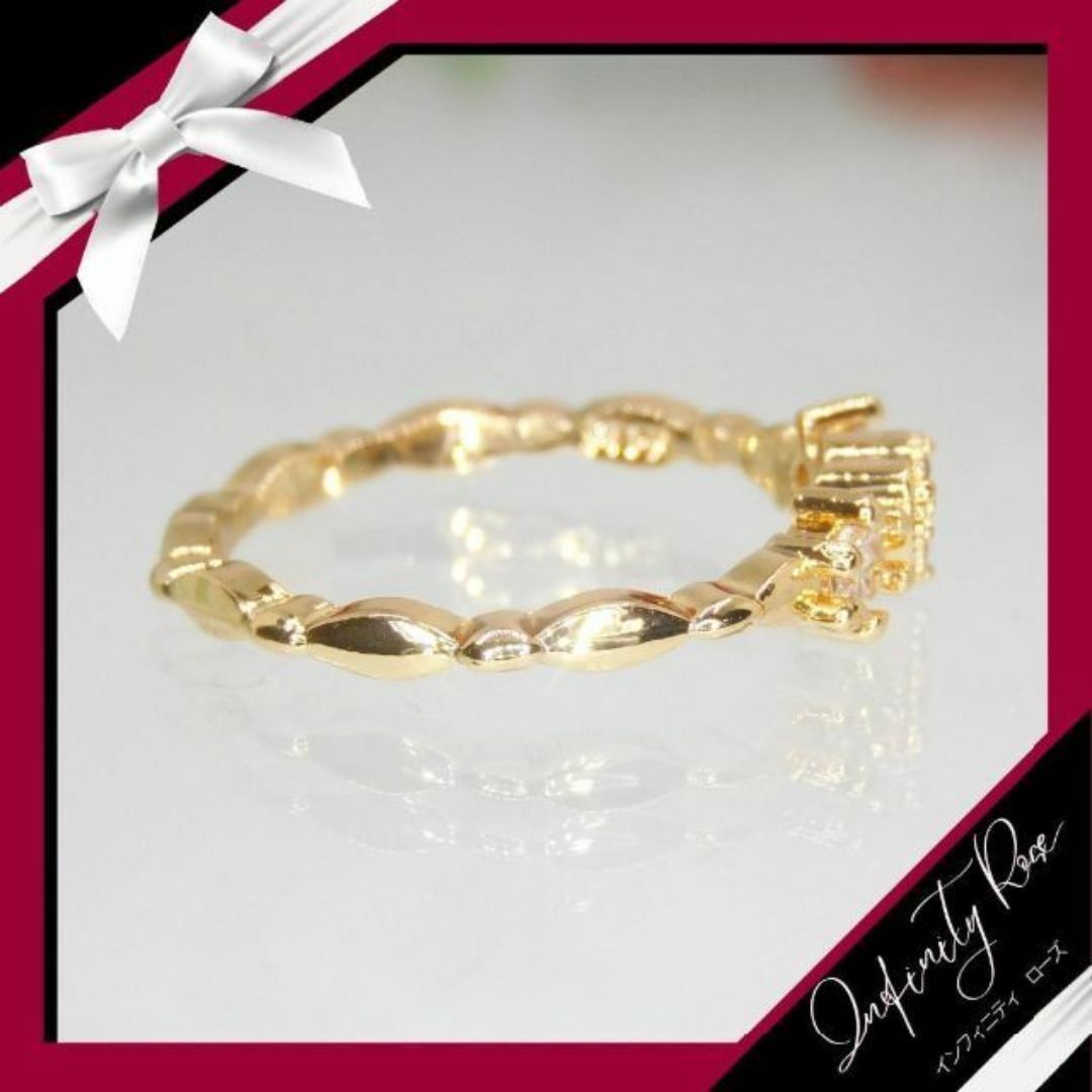 （1007）17号　ゴールド×クリア大人可愛い繊細なハートリングスワロ　指輪 レディースのアクセサリー(リング(指輪))の商品写真