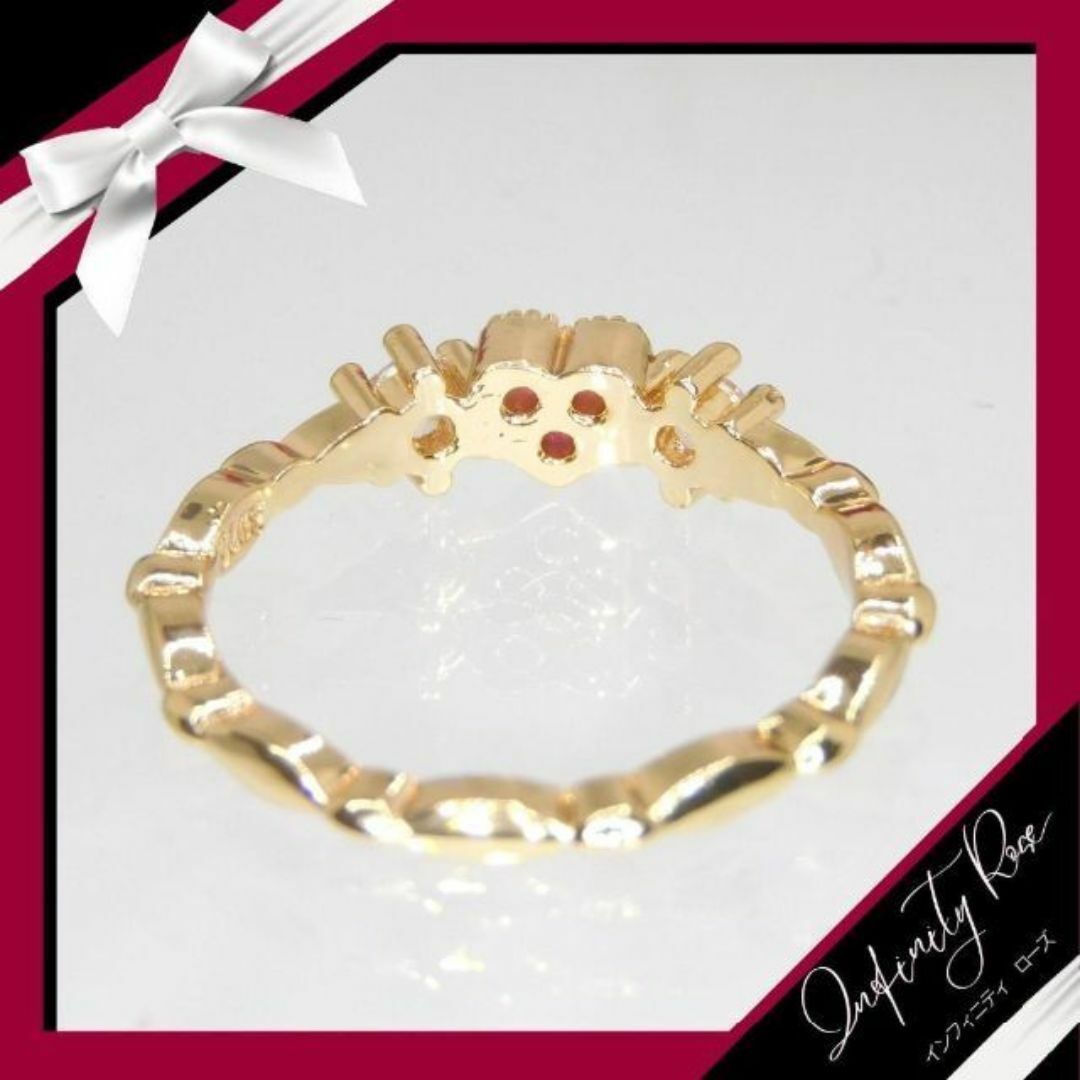 （1007）17号　ゴールド×クリア大人可愛い繊細なハートリングスワロ　指輪 レディースのアクセサリー(リング(指輪))の商品写真