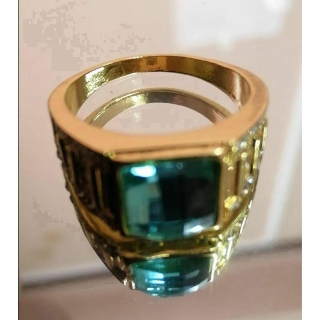 【H060】リング メンズ アクセサリー グリーン エメラルド 指輪 22号 メンズのアクセサリー(リング(指輪))の商品写真