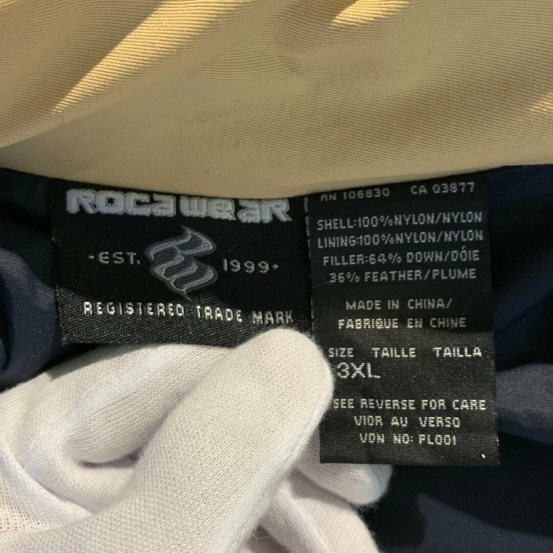 Rocawear(ロカウェア)の00's ROCAWEAR ロカウエア ナイロン ダウンジャケット ネイビー ベージュ Size 3XL メンズのジャケット/アウター(ダウンジャケット)の商品写真