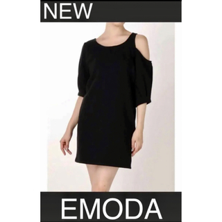 エモダ(EMODA)の1528 新品　EMODA ネックレイヤー　ワンピース　ブラック　M (ミニワンピース)