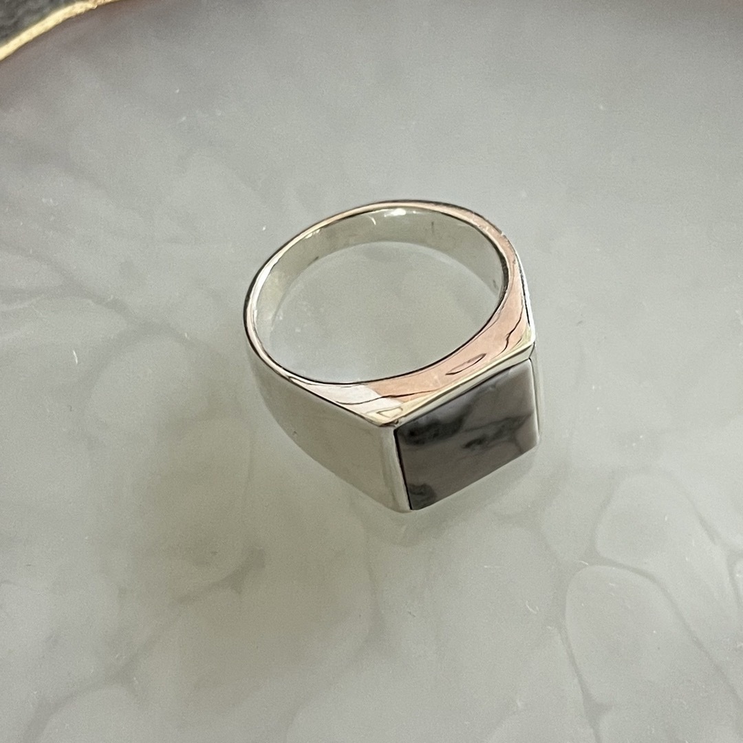 ハウライト/SILVER UNISEX BLOCK RING 12号 レディースのアクセサリー(リング(指輪))の商品写真