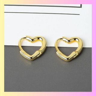 ハート フープピアス シンプル 韓国 ピアス かわいい ゴールド gold(ピアス)