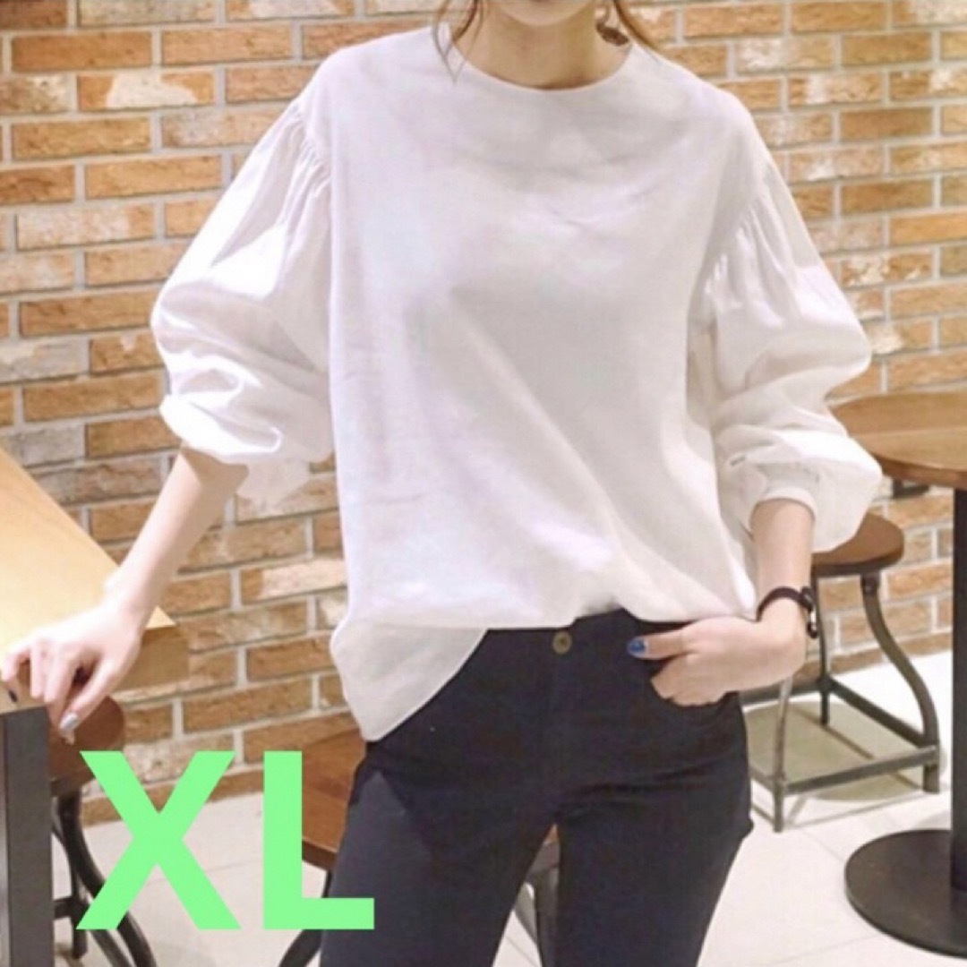 ボリューム袖 シャツ レディース XL ホワイト レディースのトップス(シャツ/ブラウス(長袖/七分))の商品写真
