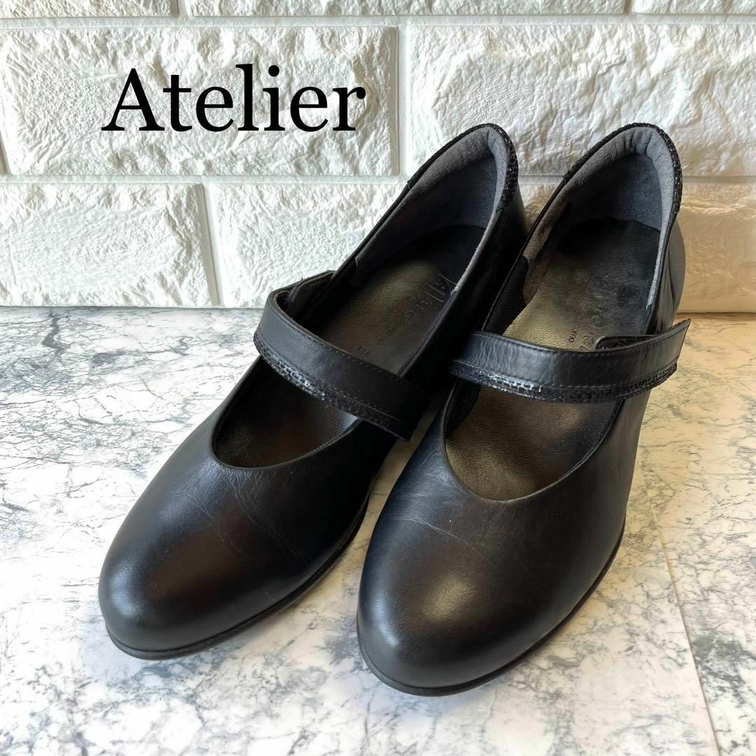 未使用 モードエジャコモ Atelier ストラップ パンプス日本製 黒23.5 レディースの靴/シューズ(ハイヒール/パンプス)の商品写真