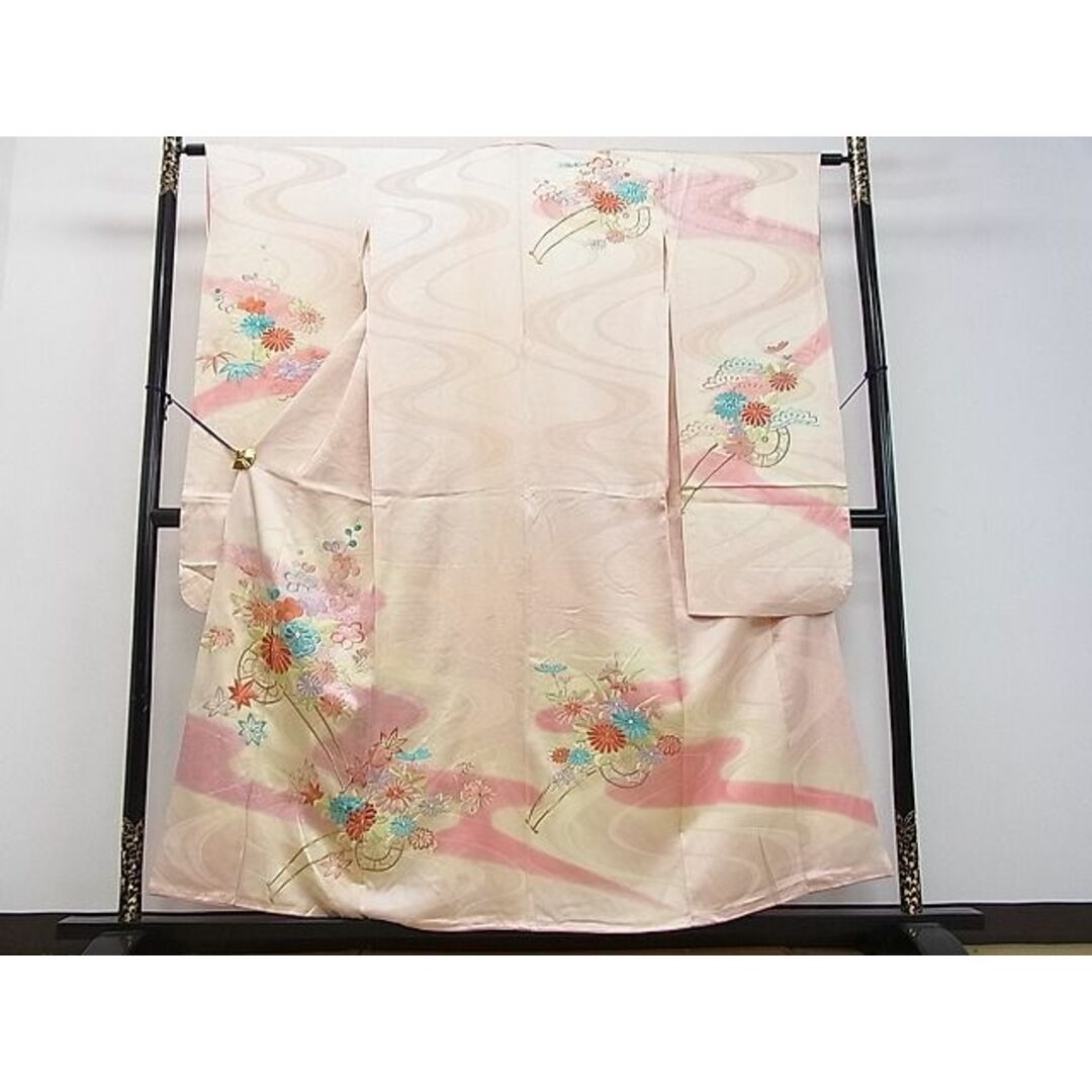 平和屋2■豪華振袖　刺繍　道長花車文　暈し染め　金銀糸　逸品　DAAA8921fe レディースの水着/浴衣(振袖)の商品写真