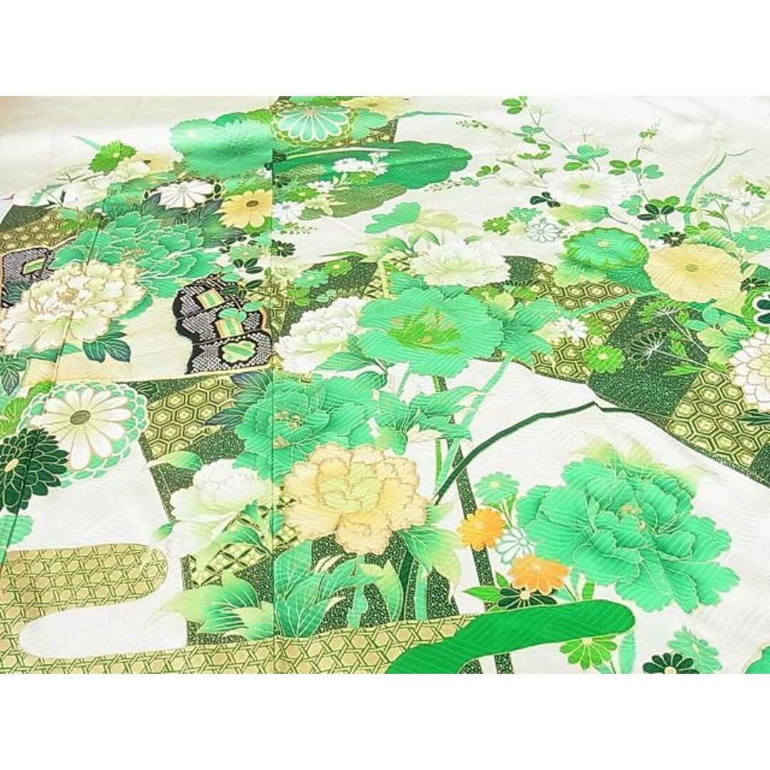 平和屋2■豪華振袖　駒刺繍　草花文　金彩　逸品　DAAA7770sf レディースの水着/浴衣(振袖)の商品写真