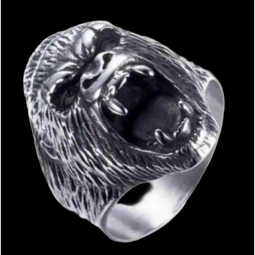 【H069】リング メンズ シルバー アクセサリー ゴリラ 動物 指輪 16号 メンズのアクセサリー(リング(指輪))の商品写真