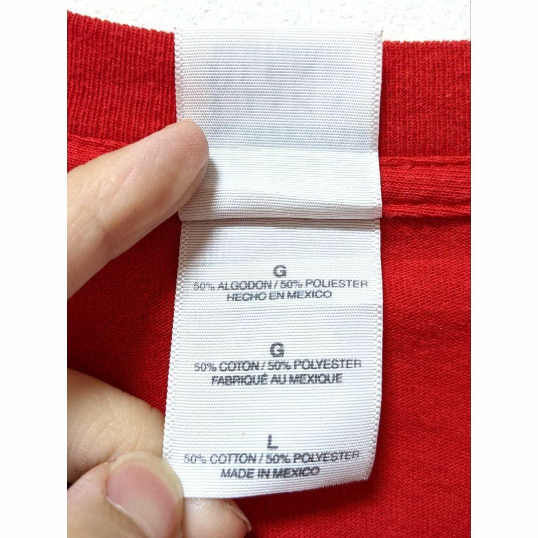 ギルダン ルイビルバスケットボール ロゴカレッジTシャツ レッド 赤色 L 古着 メンズのトップス(Tシャツ/カットソー(半袖/袖なし))の商品写真