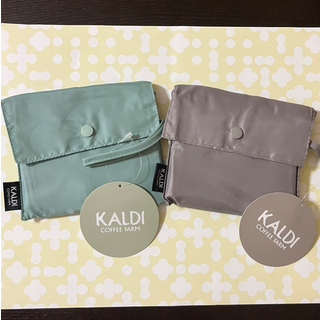 カルディ(KALDI)のカルディ　KALDI オリジナルエコバッグ　人気色　セージグリーン＆グレー(エコバッグ)