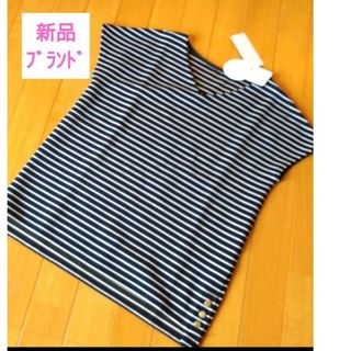 アオキ(AOKI)のAOKI　通勤　通学　レディース　半袖　ボーダー　Tシャツ　紺　白　新品(Tシャツ(半袖/袖なし))