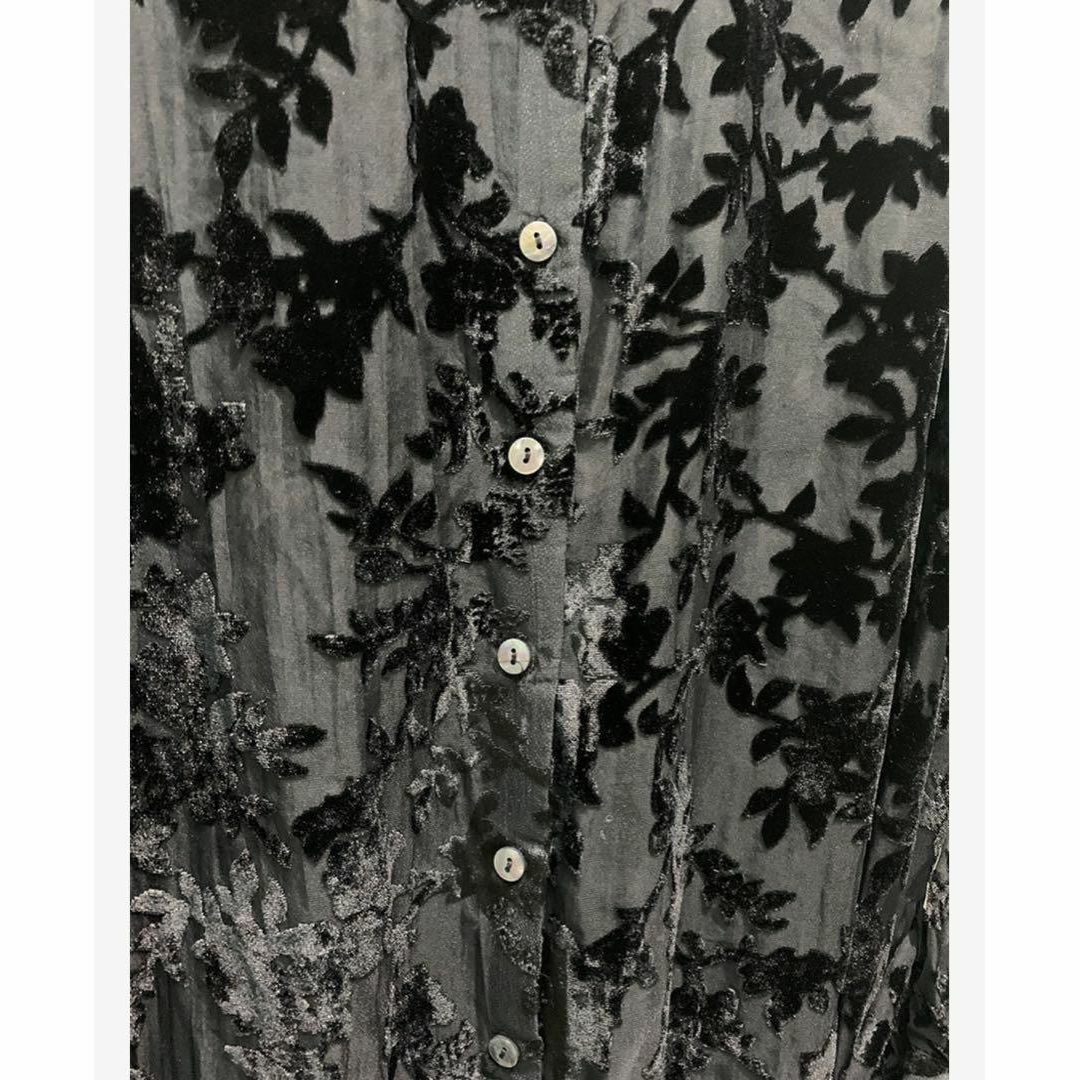 オケージョン　オーガンジー　ワンピース　花柄　ブラック　M　シアー　エレガント レディースのフォーマル/ドレス(その他ドレス)の商品写真