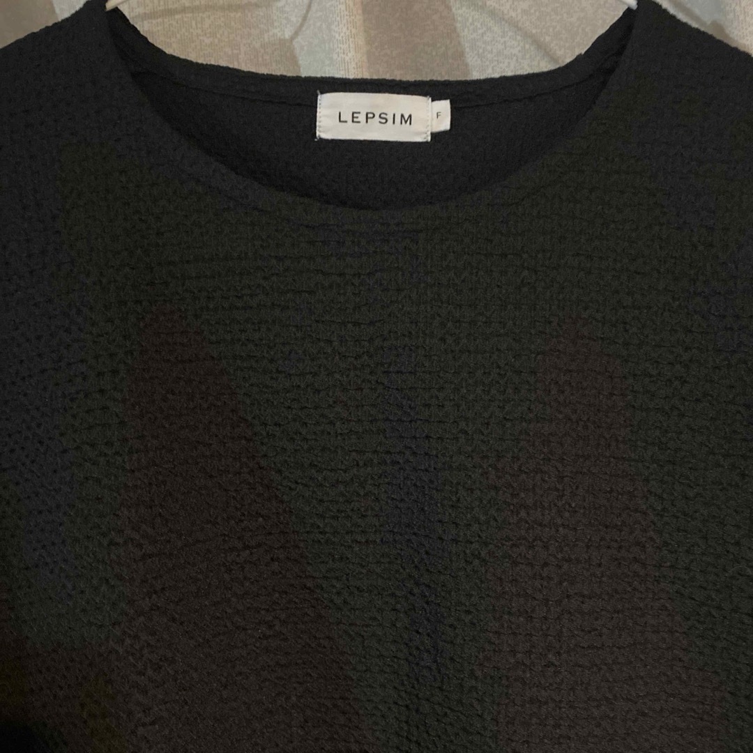 LEPSIM(レプシィム)のLEPSIM ジャガードランタンスリーブ プルオーバー 黒 レディースのトップス(カットソー(半袖/袖なし))の商品写真
