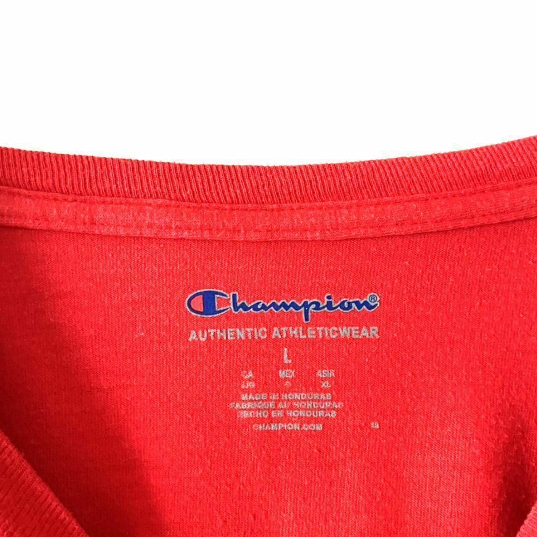 Champion(チャンピオン)のチャンピオン Champion ロゴ Tシャツ L レッド 赤 古着 メンズのトップス(Tシャツ/カットソー(半袖/袖なし))の商品写真