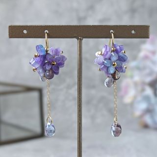 016揺れる紫陽花の雫ピアス/イヤリング アジサイ(ピアス)