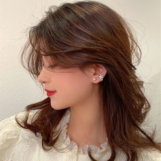 【SALE】 ピアス フラワー パール 韓国女子 海外 2way シルバー 個性(ピアス)