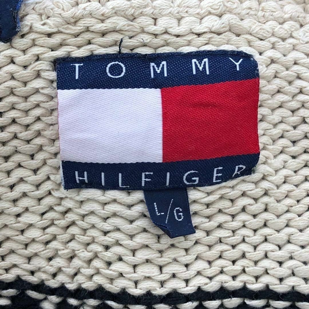 TOMMY HILFIGER(トミーヒルフィガー)の【k6695】USA古着トミーヒルフィガー90s当時物コットンニットセーター総柄 メンズのトップス(ニット/セーター)の商品写真