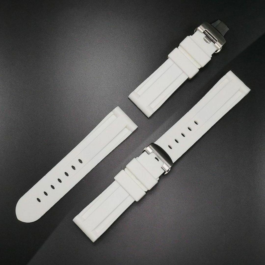 PANERAI(パネライ)のパネライ/PANERAI用 互換ラバーベルト 24mm Ｄバックル付き ホワイト メンズの時計(ラバーベルト)の商品写真