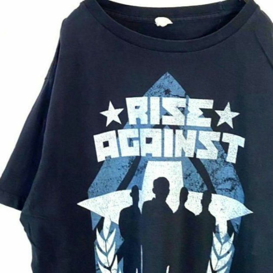 RISE AGAINST シルエット Tシャツ L ブラック 黒 古着 メンズのトップス(Tシャツ/カットソー(半袖/袖なし))の商品写真