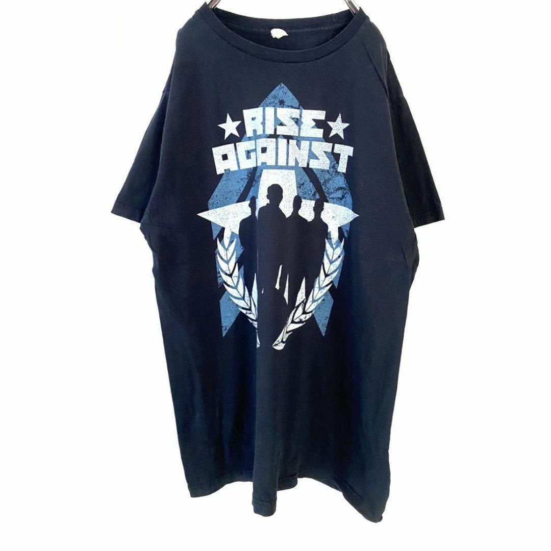 RISE AGAINST シルエット Tシャツ L ブラック 黒 古着 メンズのトップス(Tシャツ/カットソー(半袖/袖なし))の商品写真