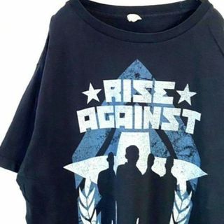 RISE AGAINST シルエット Tシャツ L ブラック 黒 古着(Tシャツ/カットソー(半袖/袖なし))