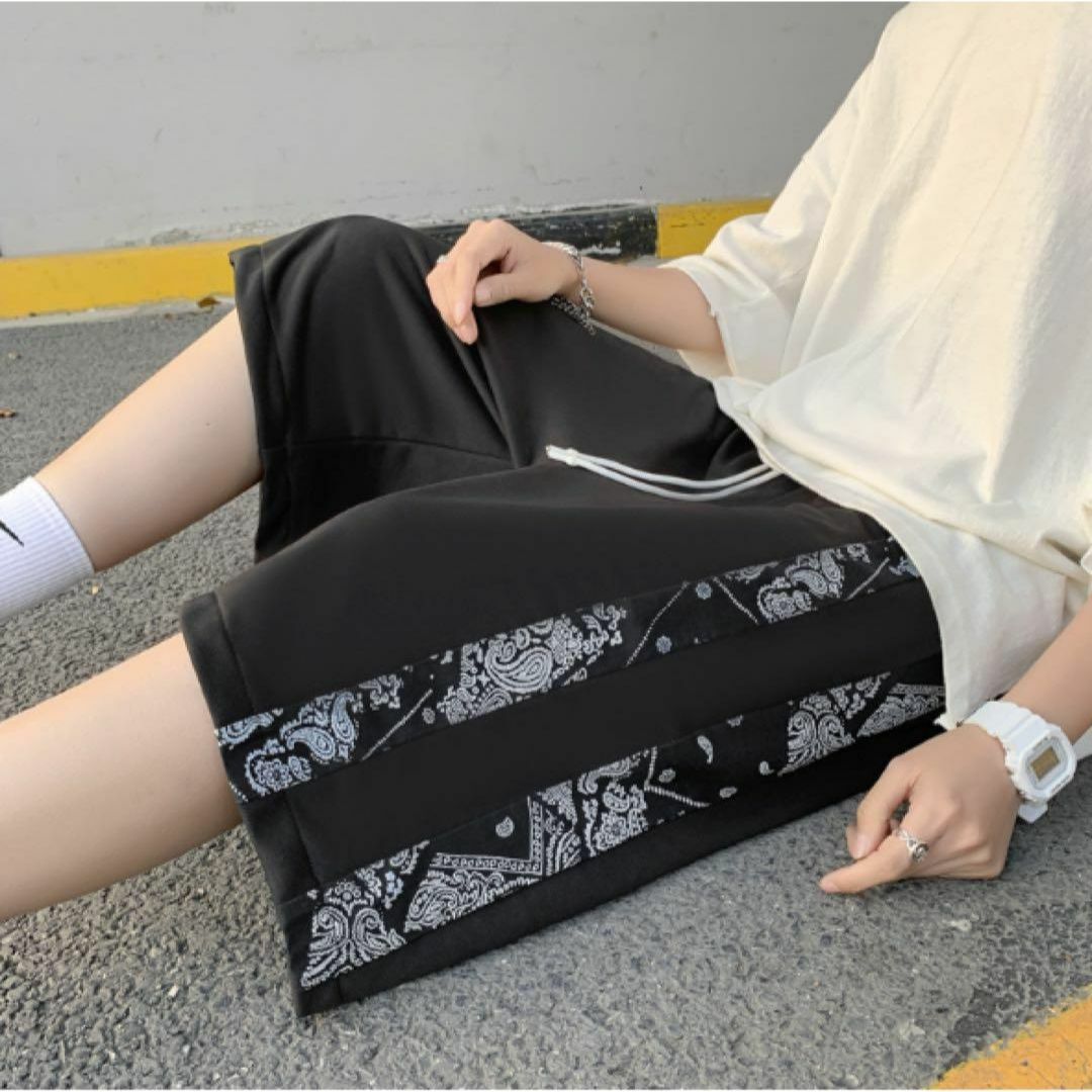 オーバーサイズ ハーフパンツ ショートパンツ クール ロゴ メッシュ 黒 大きい メンズのパンツ(ショートパンツ)の商品写真