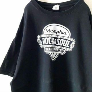 Memphis ROCKnSOUL Tシャツ XL ブラック 黒 古着(Tシャツ/カットソー(半袖/袖なし))