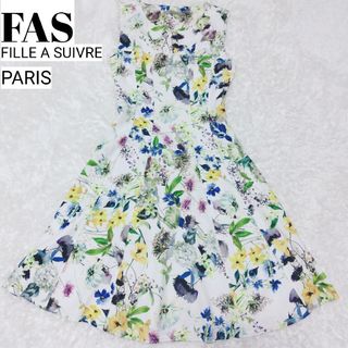 FAS  FILLE A SUIVRE PARIS ワンピース 花柄 白 袖なし