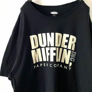 オールドネイビー(Old Navy)のオールドネイビー DUNDER MIFFLIN Tシャツ L ブラック黒古着(Tシャツ/カットソー(半袖/袖なし))