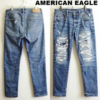 American Eagle - アメリカンイーグル　スキニーデニム　W80cm　強ストレッチ　クラッシュリペア加