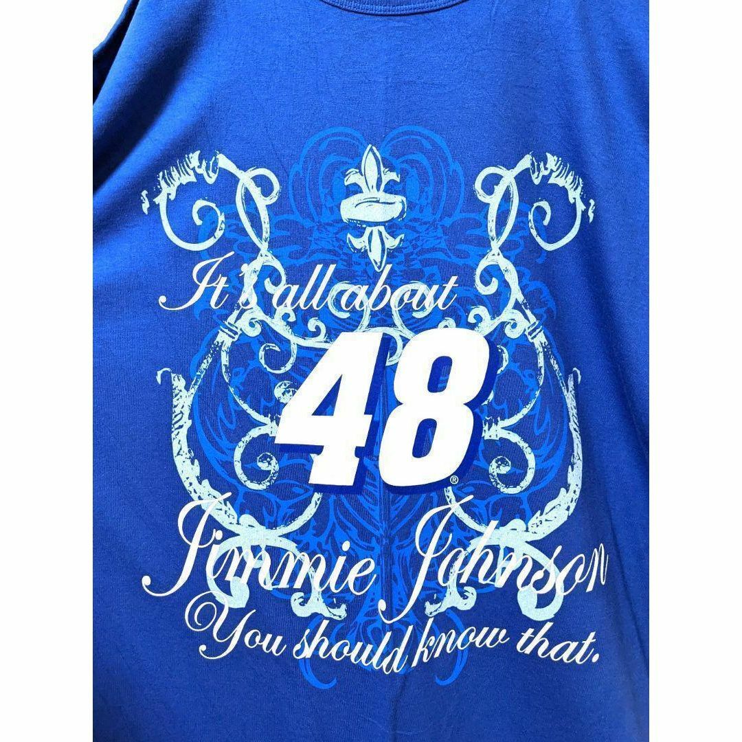 チェイスオーセンティックナスカージミージョンソン48 Tシャツブルー青色古着 メンズのトップス(Tシャツ/カットソー(半袖/袖なし))の商品写真