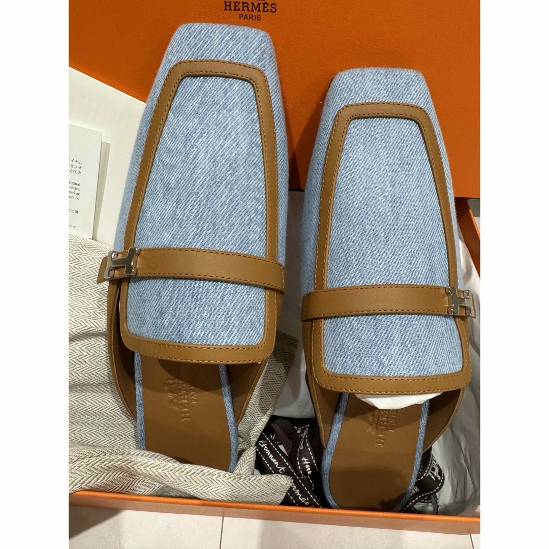 HERMES - エルメス デニム未使用 ミュール スリッパサンダル の HERMES - エルメス デニム未使用 ミュール スリッパサンダル の