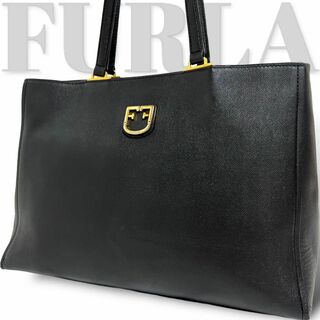 Furla - 美品　フルラ　トートバッグ　 ベルヴェデーレ　黒　ロゴ金具　ブラック　肩かけ