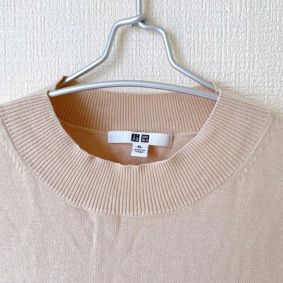 UNIQLO(ユニクロ)のUNIQLO    ユニクロ　UVカット　ノースリーブセーター　ベージュ　L レディースのトップス(カットソー(半袖/袖なし))の商品写真