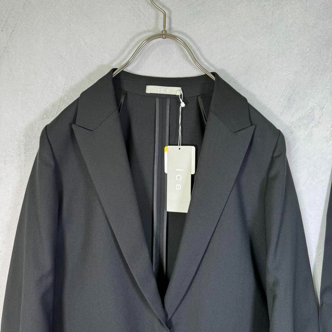ICB(アイシービー)の未使用 新品タグ付 ICB テーラードジャケット 洗える ベルト M 黒 春夏 レディースのジャケット/アウター(テーラードジャケット)の商品写真