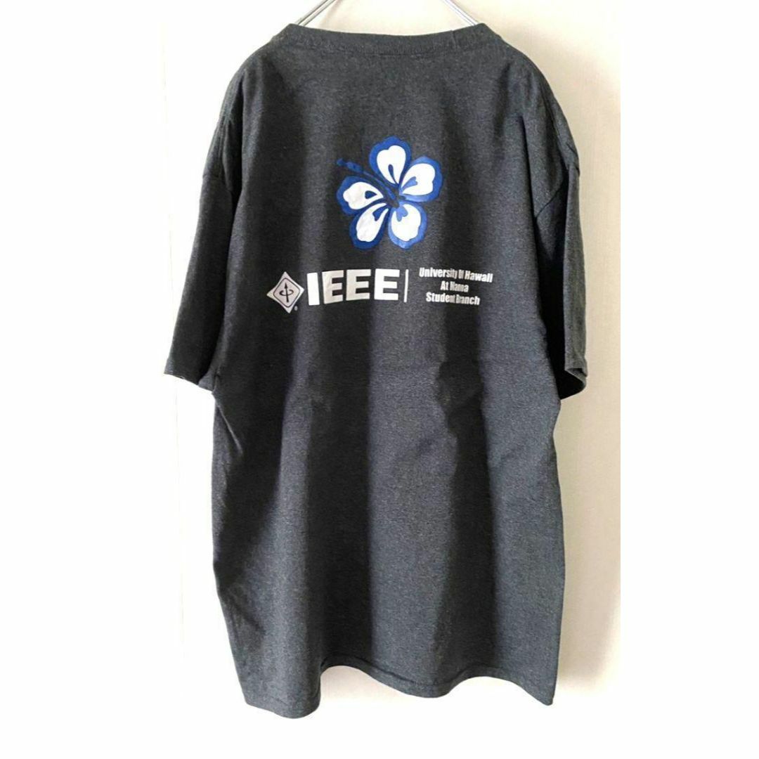 Hanes(ヘインズ)のヘインズ IEEE 矢印 ハイビスカス Tシャツ L グレー 灰色 古着 メンズのトップス(Tシャツ/カットソー(半袖/袖なし))の商品写真