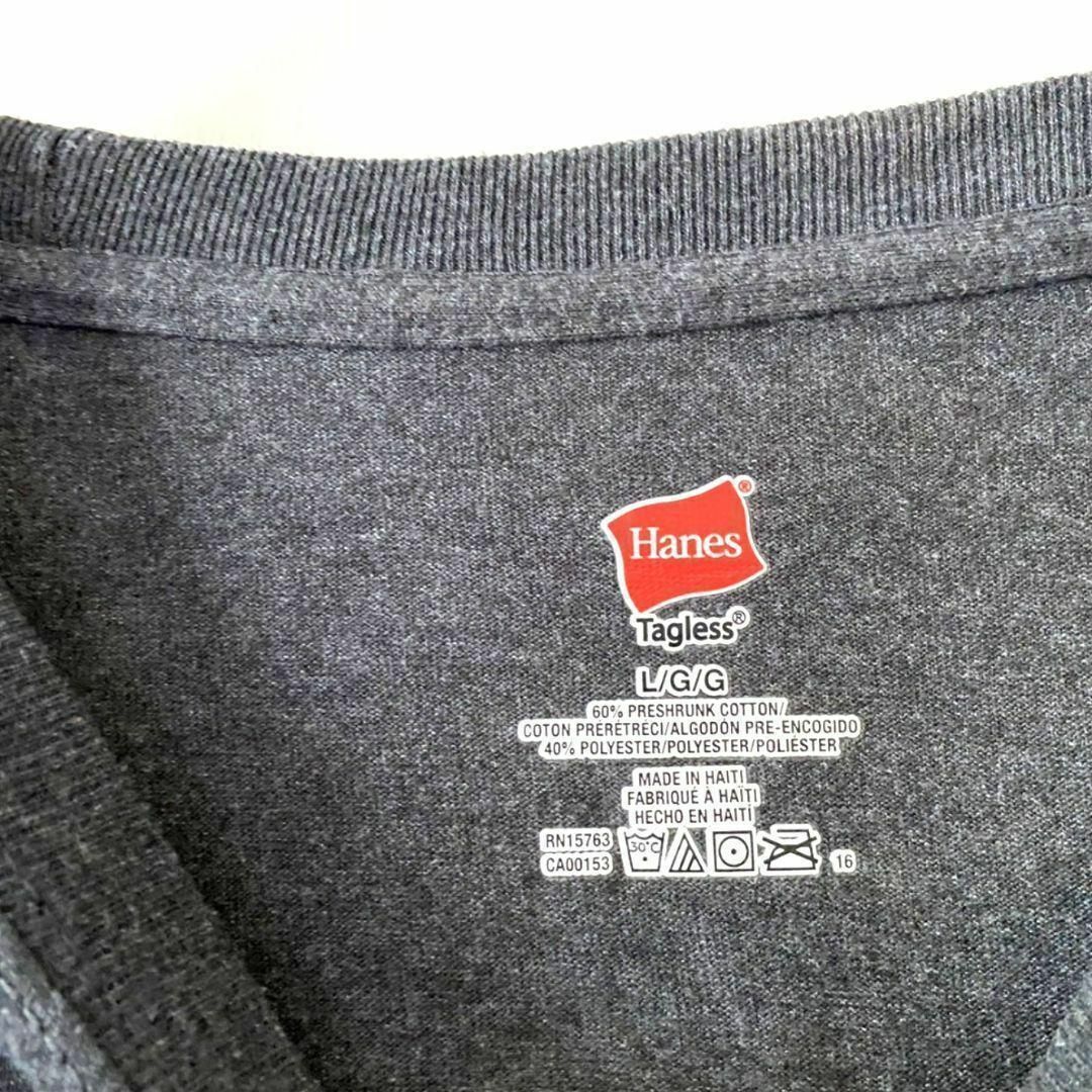 Hanes(ヘインズ)のヘインズ IEEE 矢印 ハイビスカス Tシャツ L グレー 灰色 古着 メンズのトップス(Tシャツ/カットソー(半袖/袖なし))の商品写真