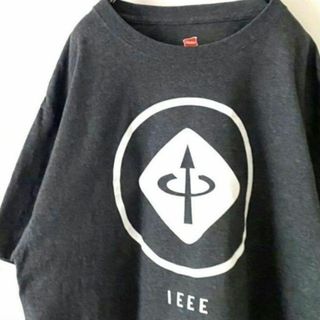 ヘインズ(Hanes)のヘインズ IEEE 矢印 ハイビスカス Tシャツ L グレー 灰色 古着(Tシャツ/カットソー(半袖/袖なし))