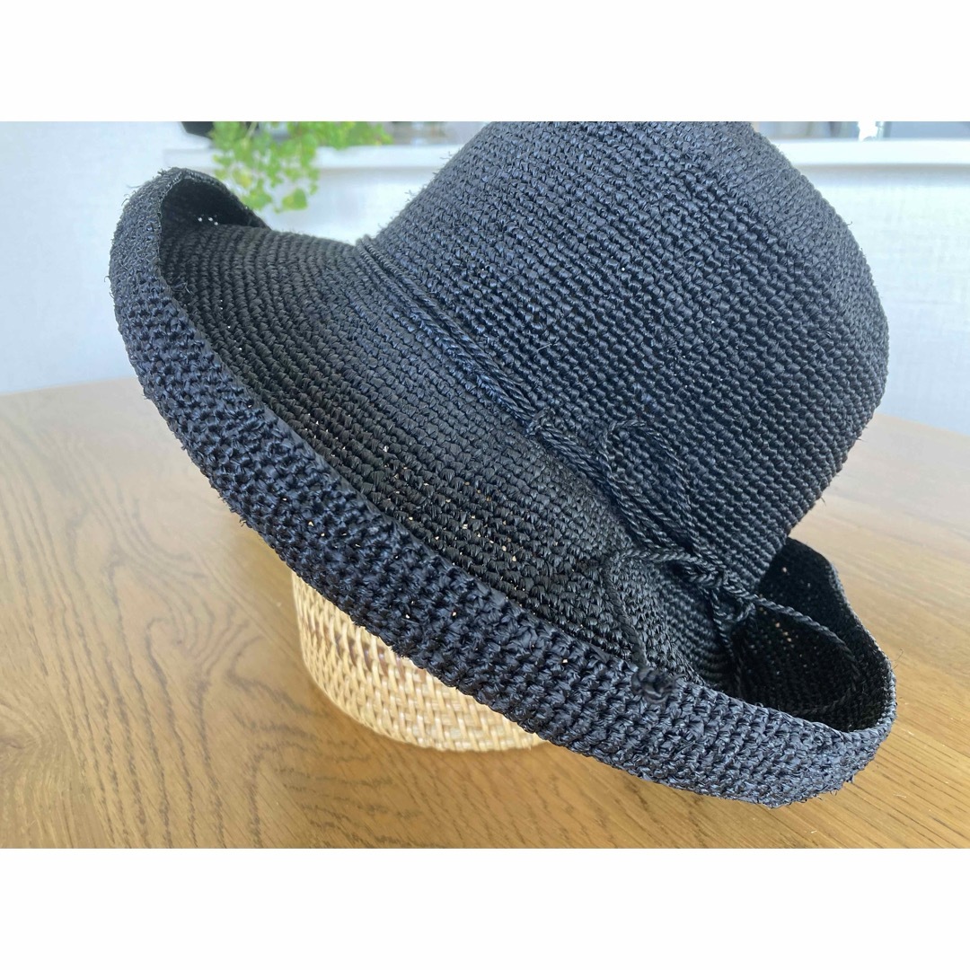 ラフィア　ハット　帽子　黒　ブラック　 レディースの帽子(ハット)の商品写真