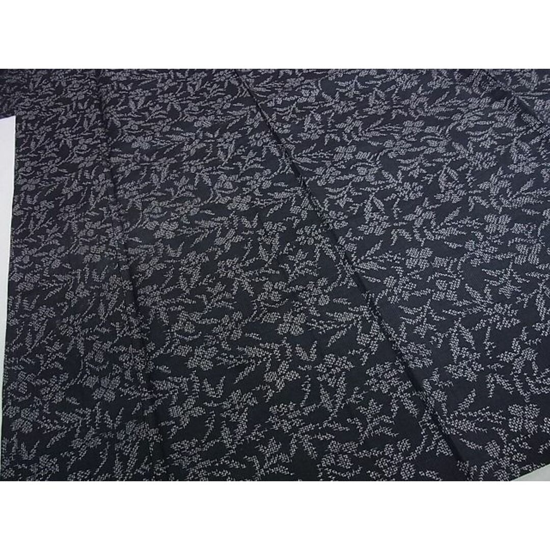 平和屋2■上質な紬　単衣　草花文　逸品　DAAB4879ic レディースの水着/浴衣(着物)の商品写真