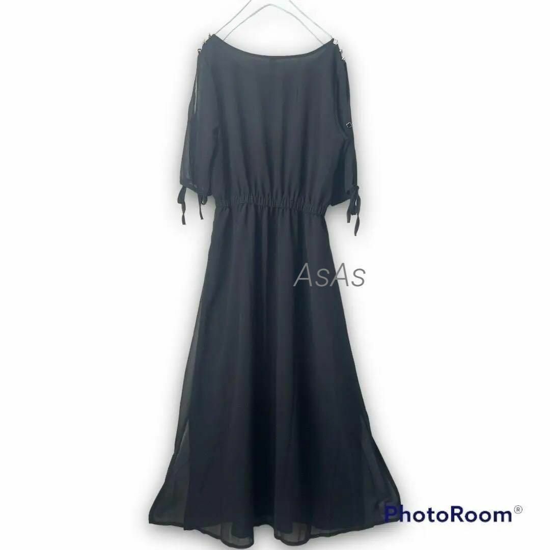 春　夏ワンピース ドレス ロング 結婚式 お呼ばれ 人気 フォーマル韓国　L 黒 レディースのフォーマル/ドレス(その他ドレス)の商品写真