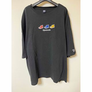 リーボック(Reebok)の4L から5L相当　大きいサイズ　Reebok 黒　五分袖Tシャツ(Tシャツ(半袖/袖なし))