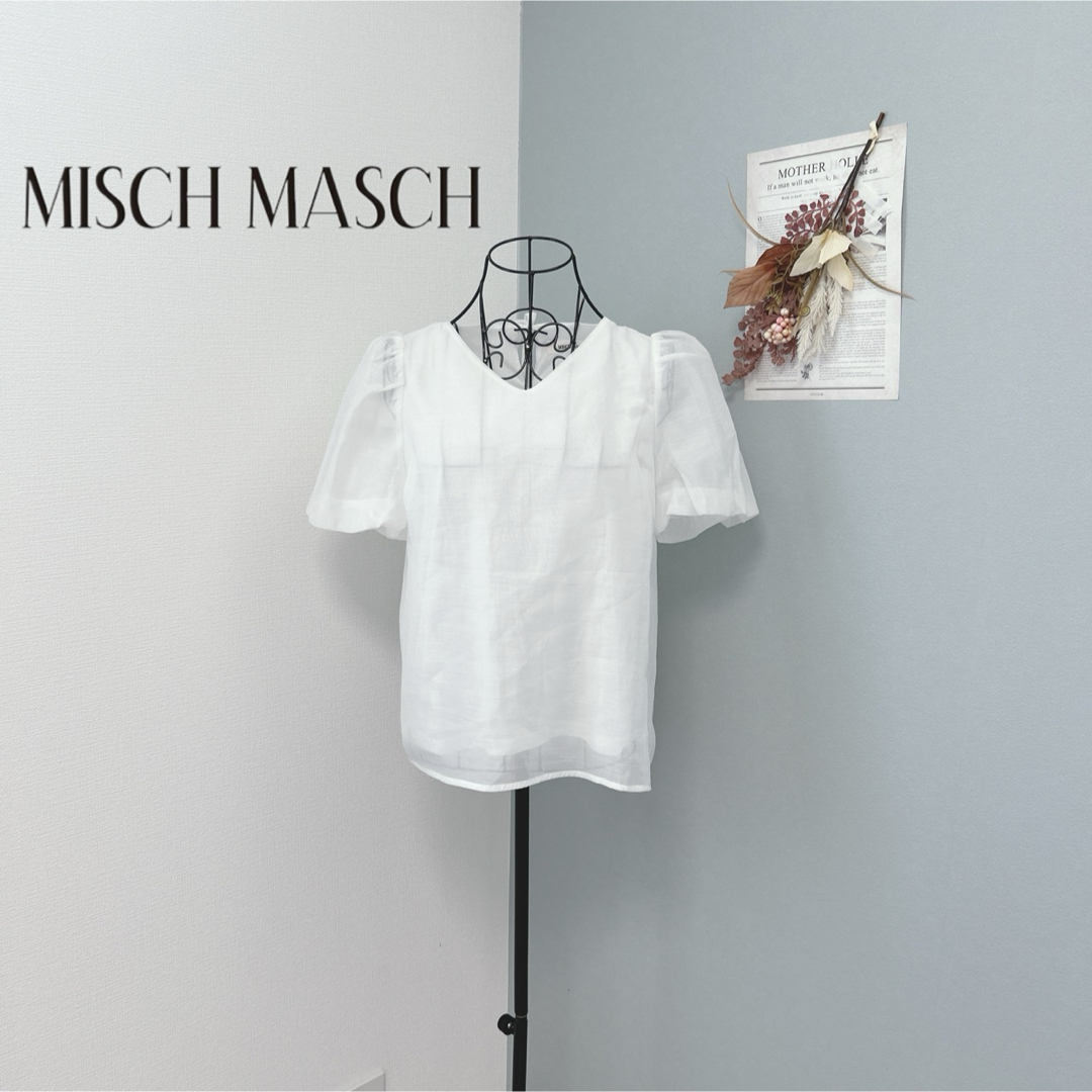 MISCH MASCH(ミッシュマッシュ)のミッシュマッシュ　1度着用　半袖　カットソー　ホワイト　美品 レディースのトップス(カットソー(半袖/袖なし))の商品写真