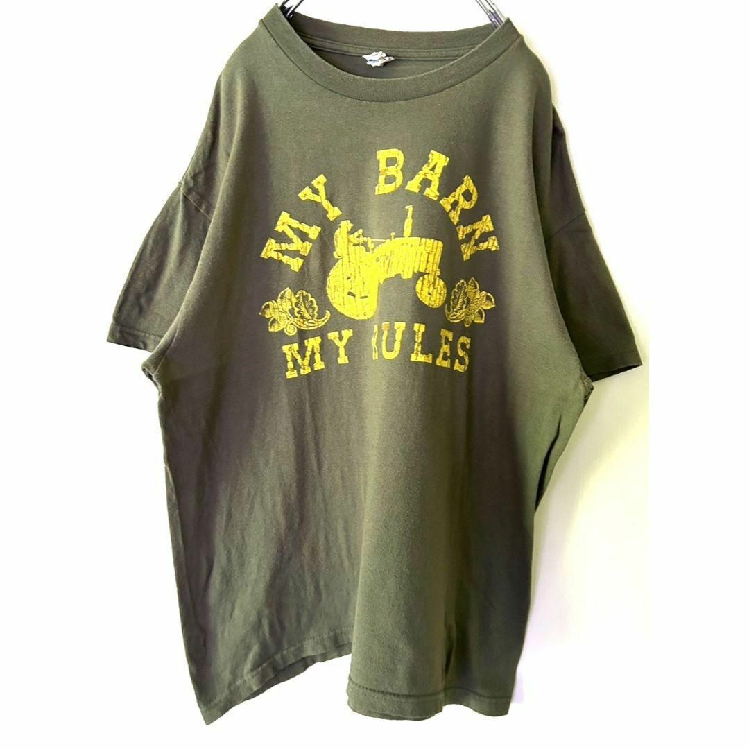 デルタ MY BARN MY RULES Tシャツ L カーキグリーン緑古着 メンズのトップス(Tシャツ/カットソー(半袖/袖なし))の商品写真